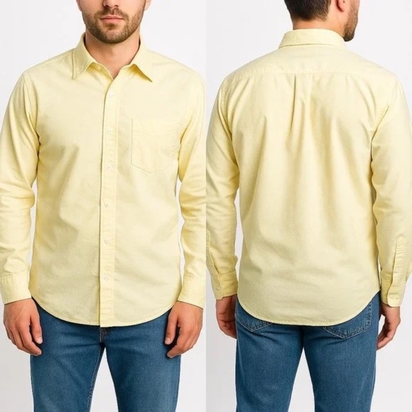 J Crew‎ Mens XL Yellow Cotton Long Sleeve Button Down Casual Shirt - Picture 1 of 14